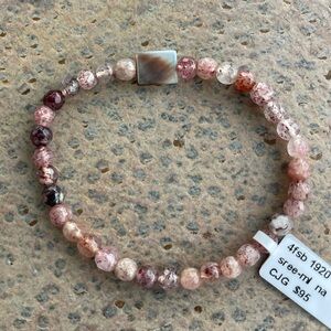 Elegant Strawberry Quartz Pink Beaded with Mother of Pearl Bracelet 7”